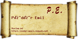 Pádár Emil névjegykártya
